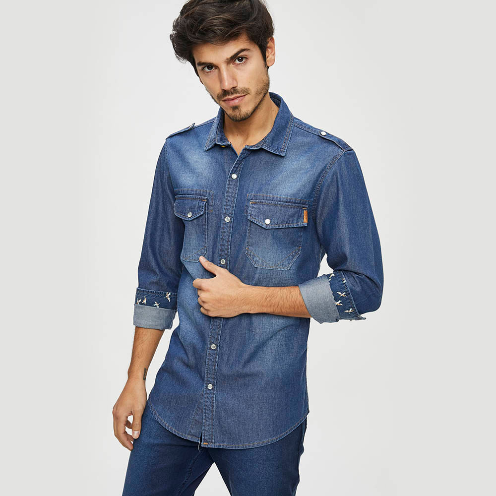 camisa de jeans hombre